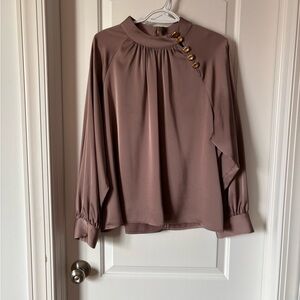 Donna Karan Mauve Button-Accent Blouse